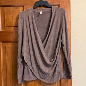 Brown Drape Front Long Sleeve Top never worn size large